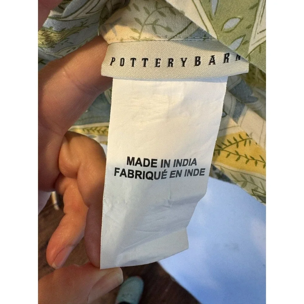 Pottery Barn Single Euro Sham Paisley 100% Cotton Cottage Home Green Yellow Blue